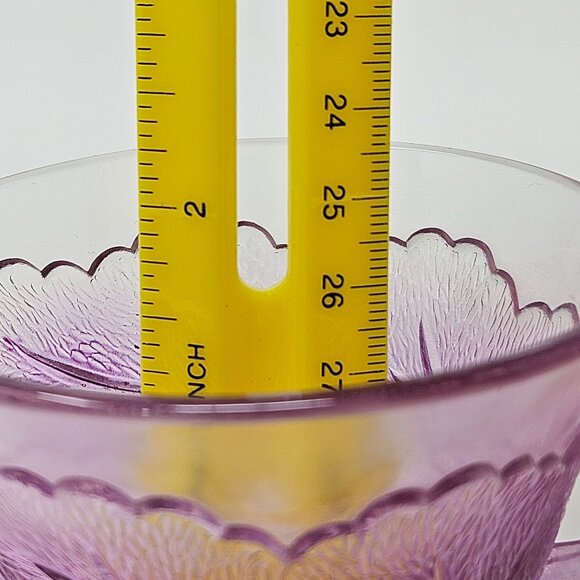 Vintage Indiana Glass Pebble Leaf Tea Cups Pink Floral Pressed 3pc Set - Picture 10 of 16